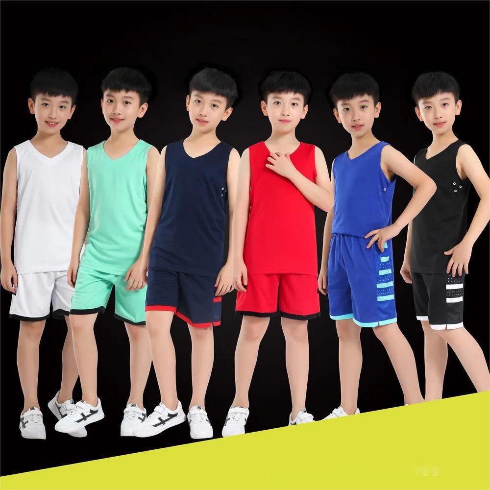 White student sports vest and shorts set for basketball and running training.