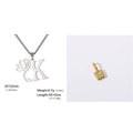 Stainless steel necklace with cross chain design and initial pendant in gold or silver finish