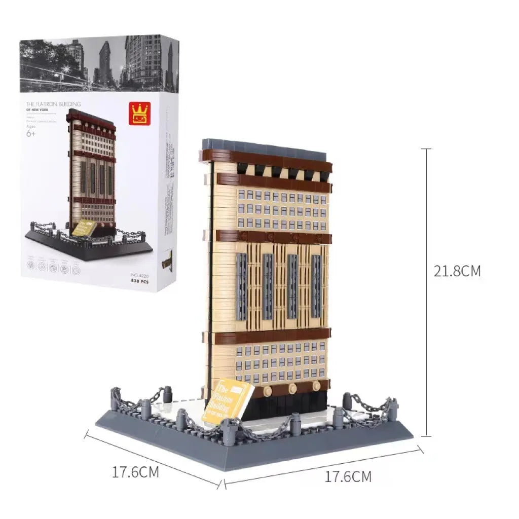 Wange building block set showing over 800 small ABS plastic pieces for constructing global landmark models.