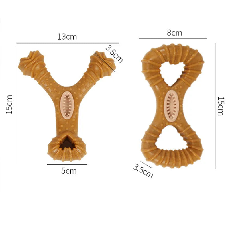 Durable rubber dog chew bone toy in Y-shape and 8-shape designs for teeth cleaning