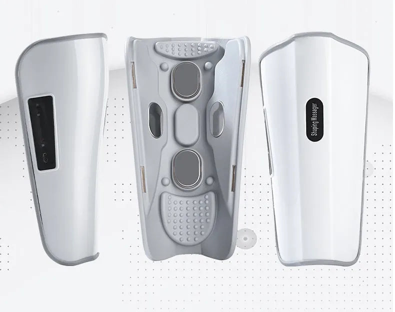 White plastic pulse calf massager with electrotherapy and infrared functions