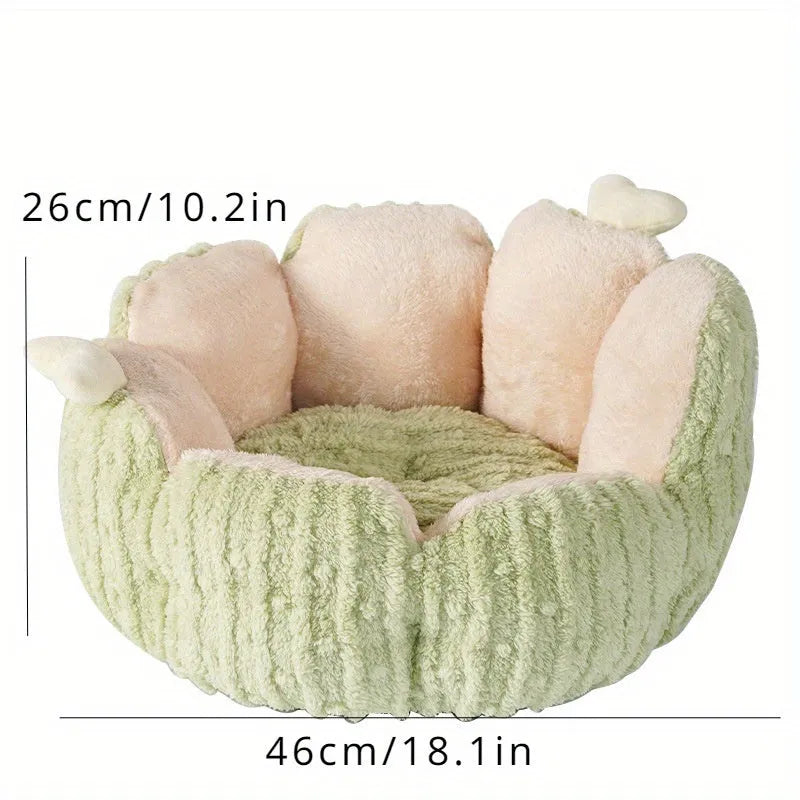 Green and purple cactus cat litter kennel pet bed for dogs and cats showing large and small size options