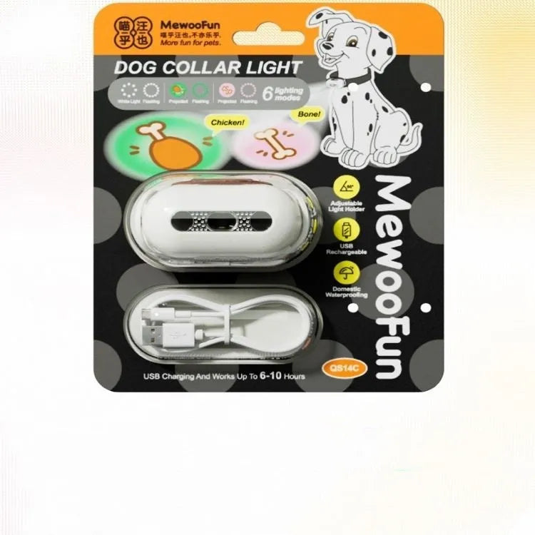 Pet luminous collar with hanging lamp ring in four colour options: fresh pink, delicate grey, cure green, caramel mocha