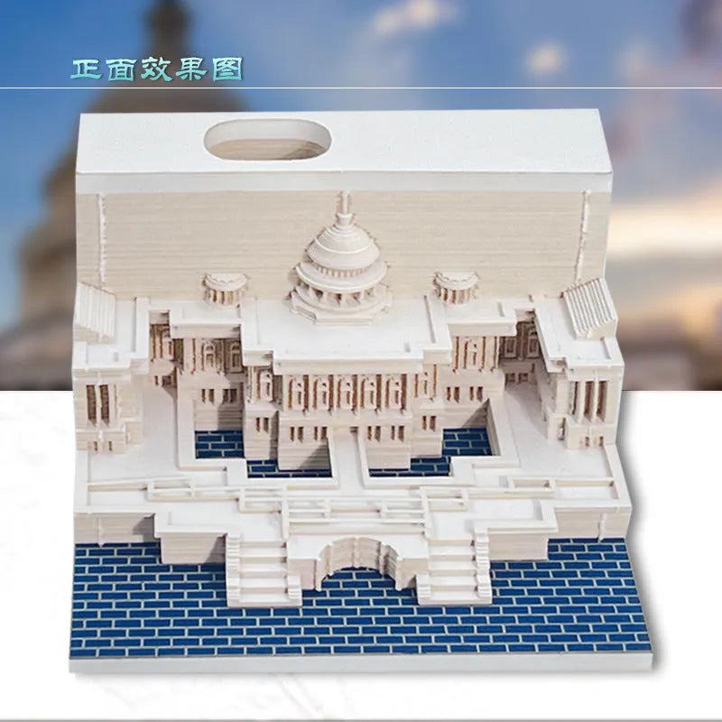 3D sticky note paper carving notepad with tear-off pages and decorative ornament design