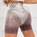 Women's high waisted gradient fitness shorts in black or brown for yoga and running