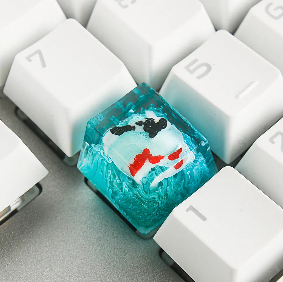 Resin keycap with scenery koi design for Cherry MX switch backspace replacement