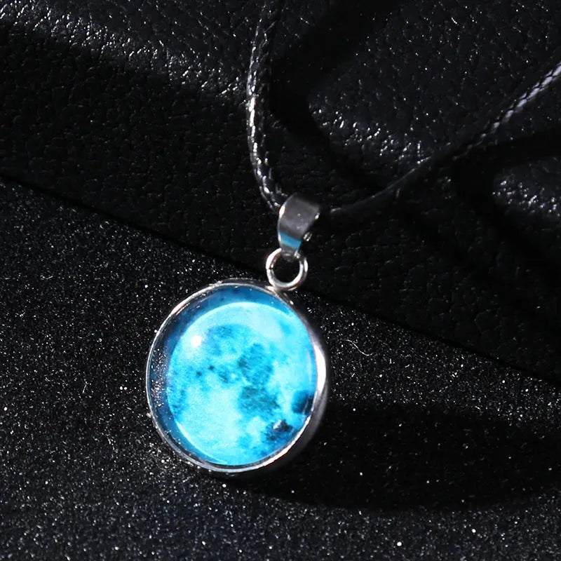 Christmas moon night sky luminous alloy pendant necklace with constellation design on adjustable chain