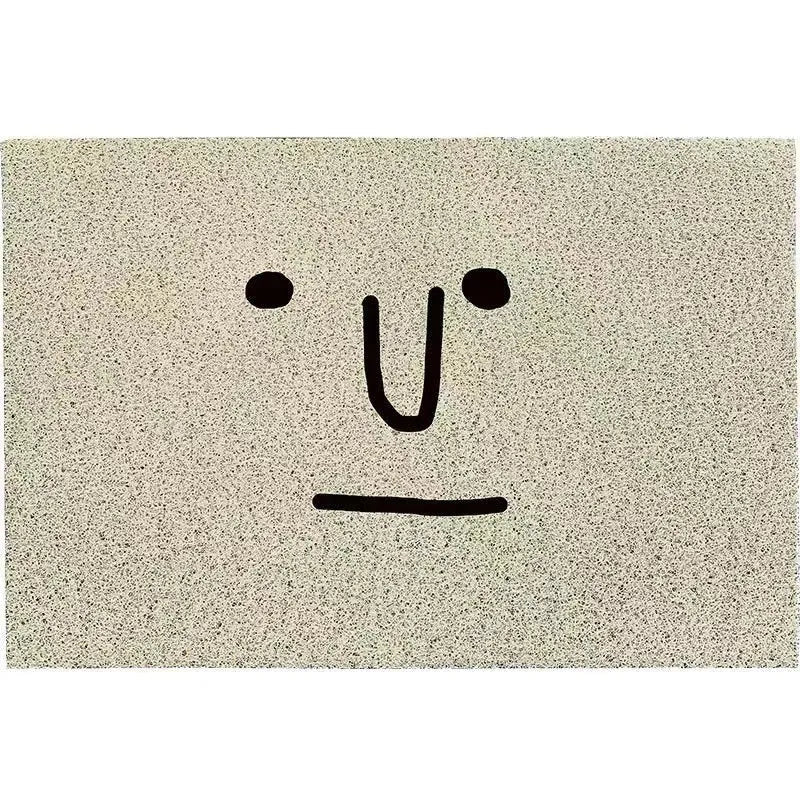 Square PVC floor mat with Mr. Big Nose cartoon face and geometric pattern design in multiple size options.