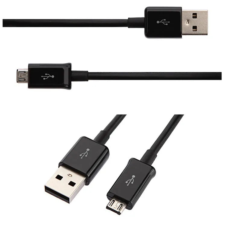 Black Android Micro USB data cable with 1 metre length for charging and data transfer