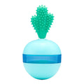 Blue interactive treat dispensing dog toy ball with durable rubber construction for medium large dogs