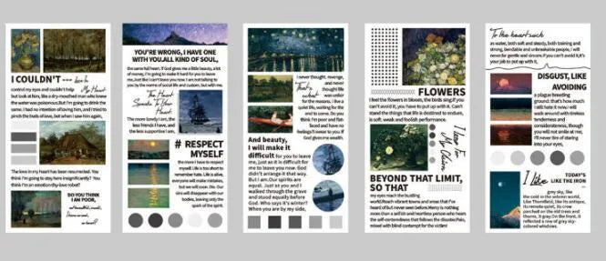Landscape painting series paper sticker book showing 60x120mm stickers with repositionable adhesive