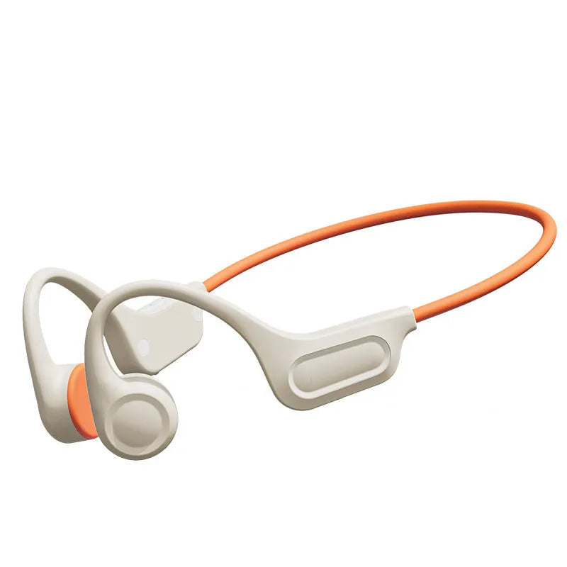 32G memory bone conduction Bluetooth headset in ear hook design, black colour, with controls on the side