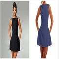 Slim-fitting backless sling dress with high waist and short skirt in a choice of colours.