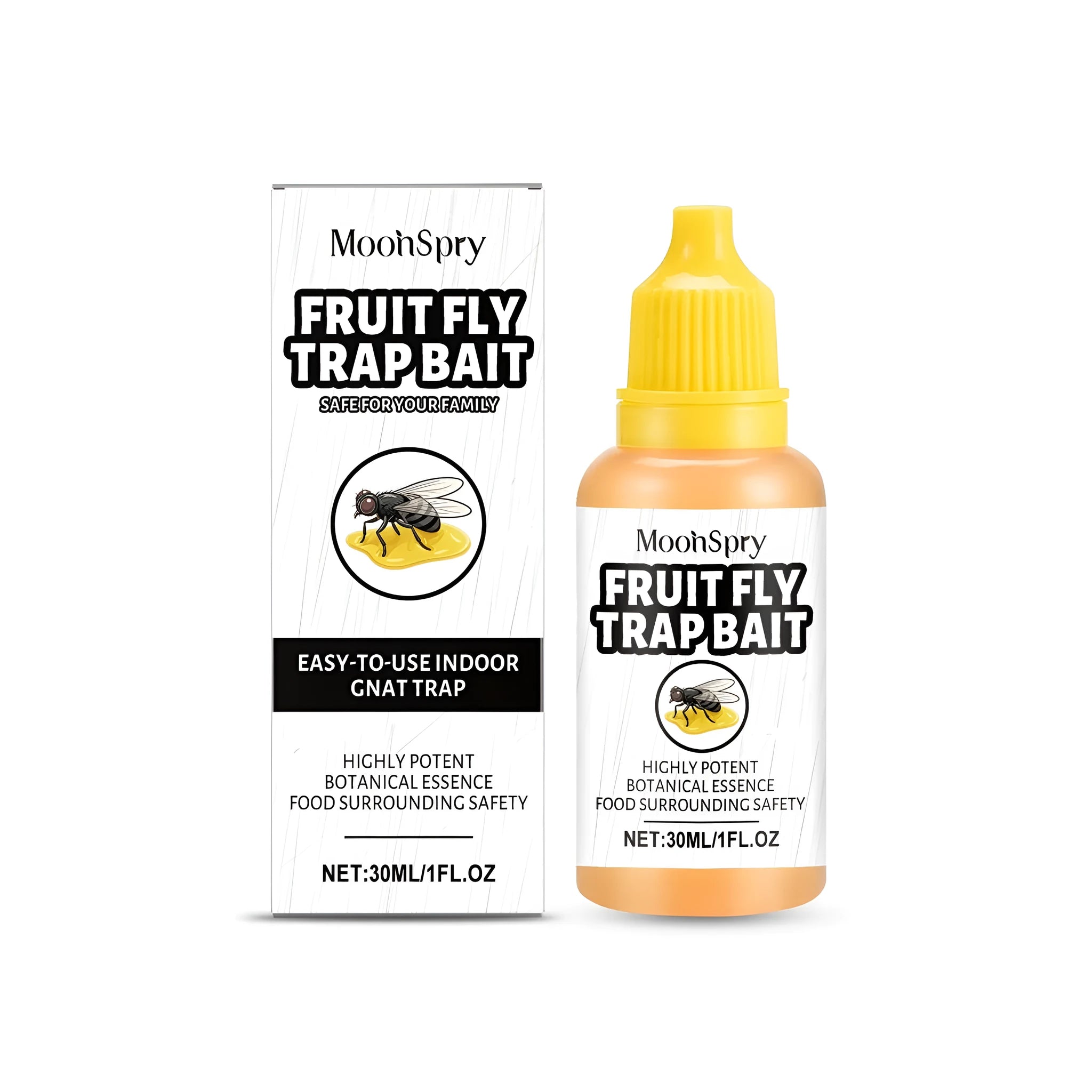 30ml bottle of clear fruit fly trap bait liquid refill with label