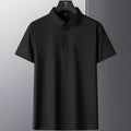 Men's non-ironing solid colour short sleeve business casual top on a hanger