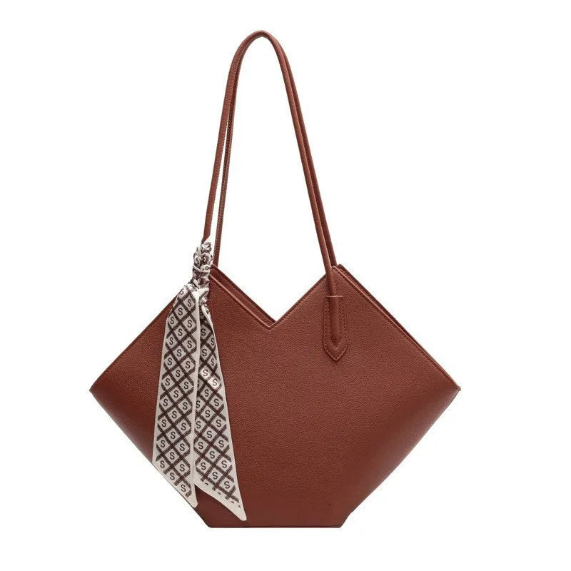 Women's fashion PU leather shoulder bag in eight colours with sandwich pocket design and 43cm width
