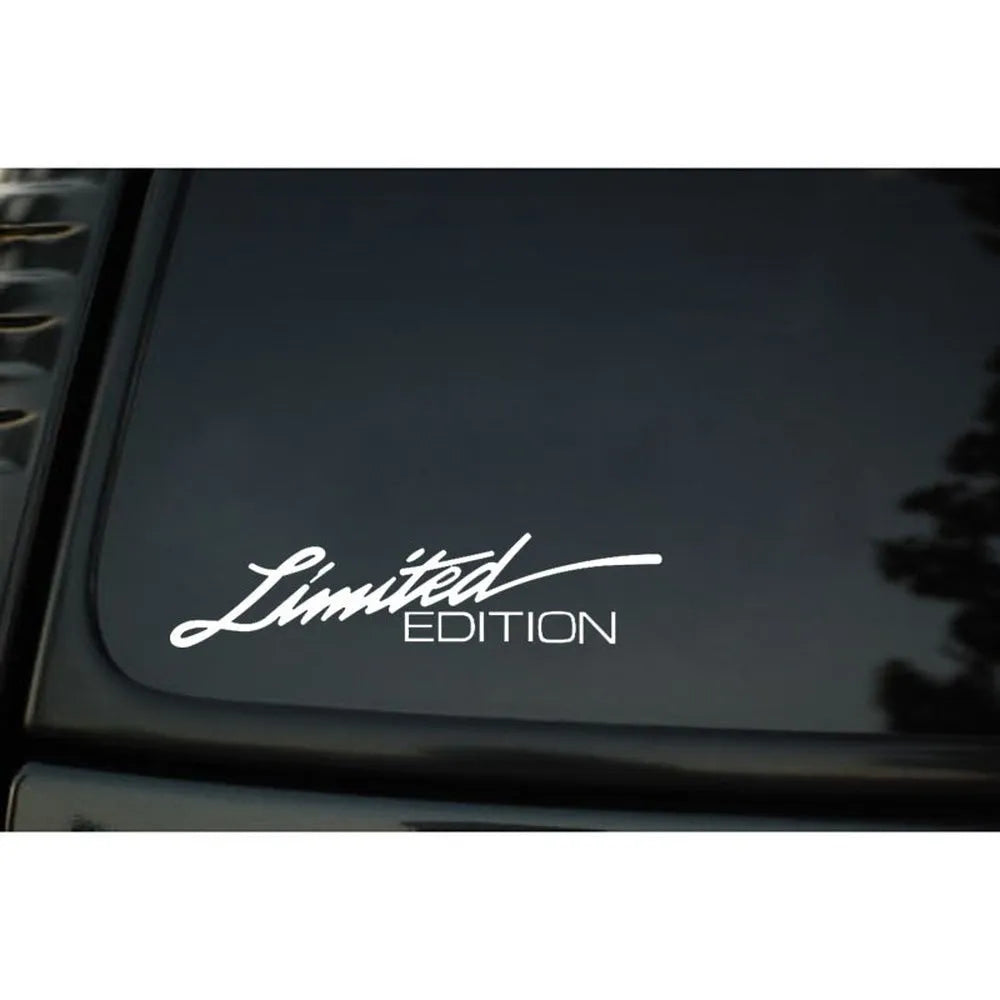 Reflective plastic bumper sticker in black, white, and colourful options, measuring 16cm long.