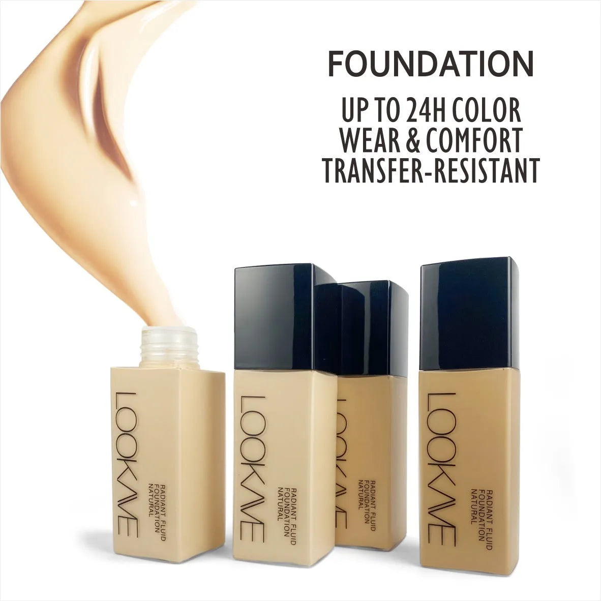 LOOKAVE Matte Liquid Foundation bottle in Ivory White shade, 21c net content.