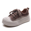 Women's casual lace-up shoes in full grain cow leather with round toe and rubber sole