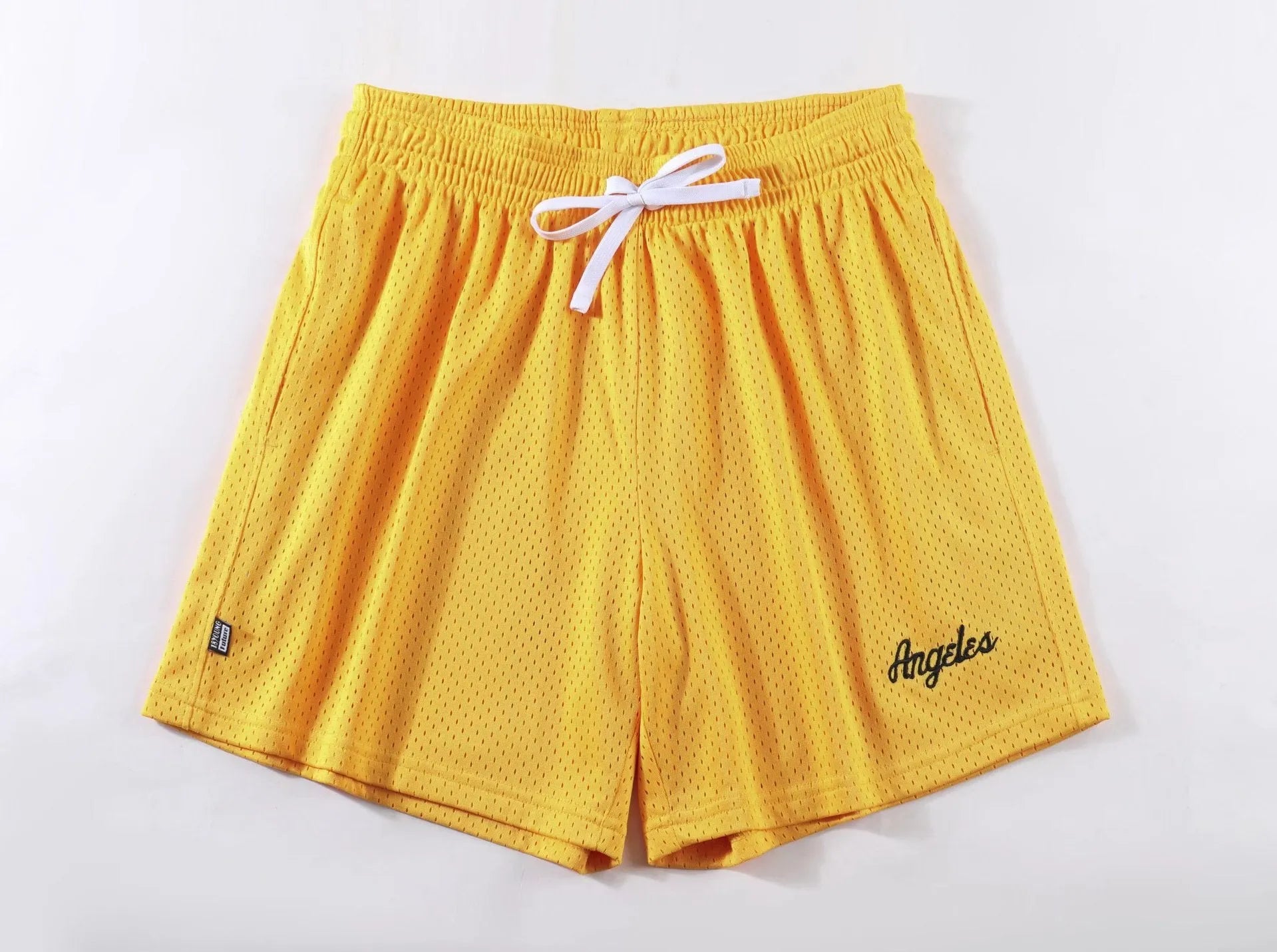 Men's personalised double-layer mesh shorts in polyester available in eight colours including sports purple with Asian sizing