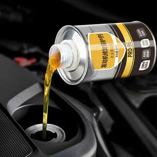White bottle containing 60ml of automobile engine anti-wear oil additive repair agent.