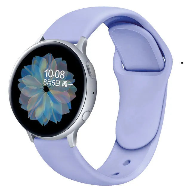 Samsung Galaxy Active 2 black silicone replacement strap with reverse buckle in 20mm width.
