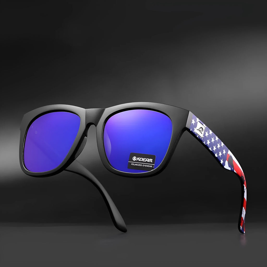 A pair of thickened polarised sunglasses with TAC lenses and a PC frame, shown in one of the available C-series colours.