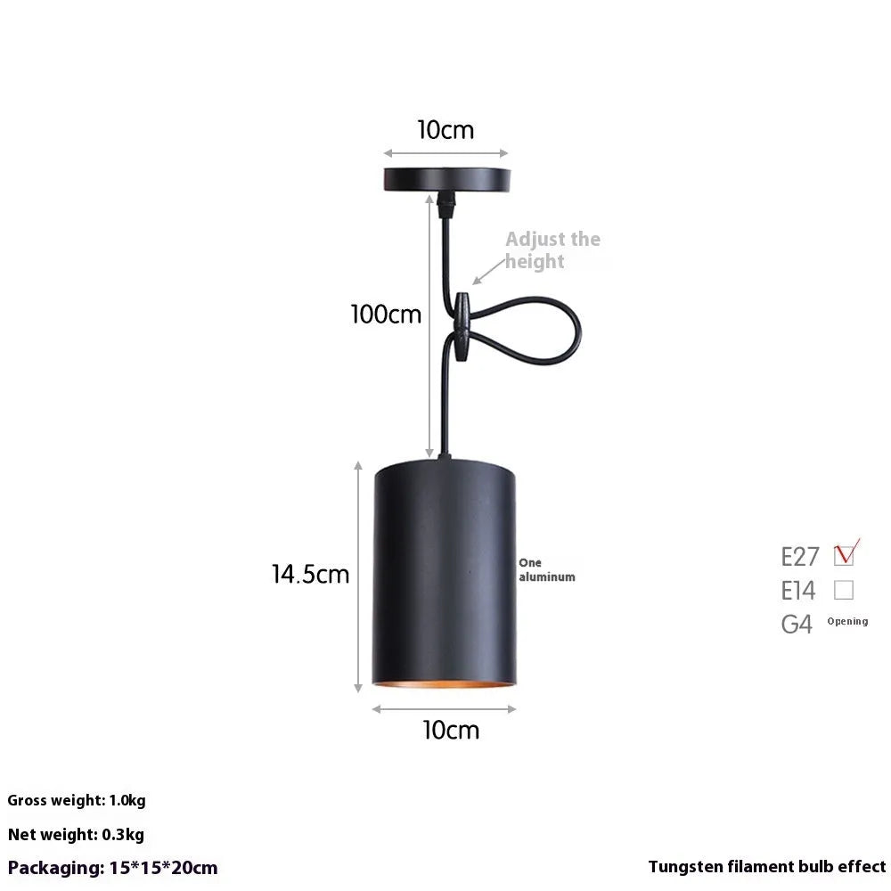 Retro iron art chandelier ceiling light in matte black with adjustable cord length