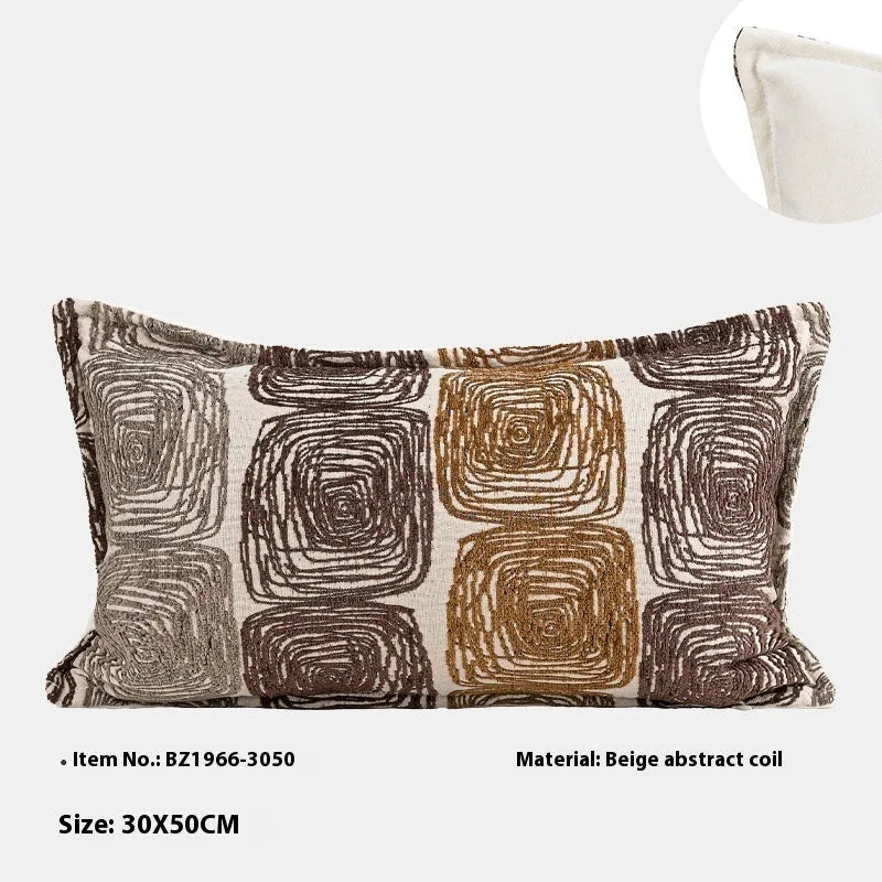 Cream and coffee abstract coil pattern pillow case in square and waist sizes