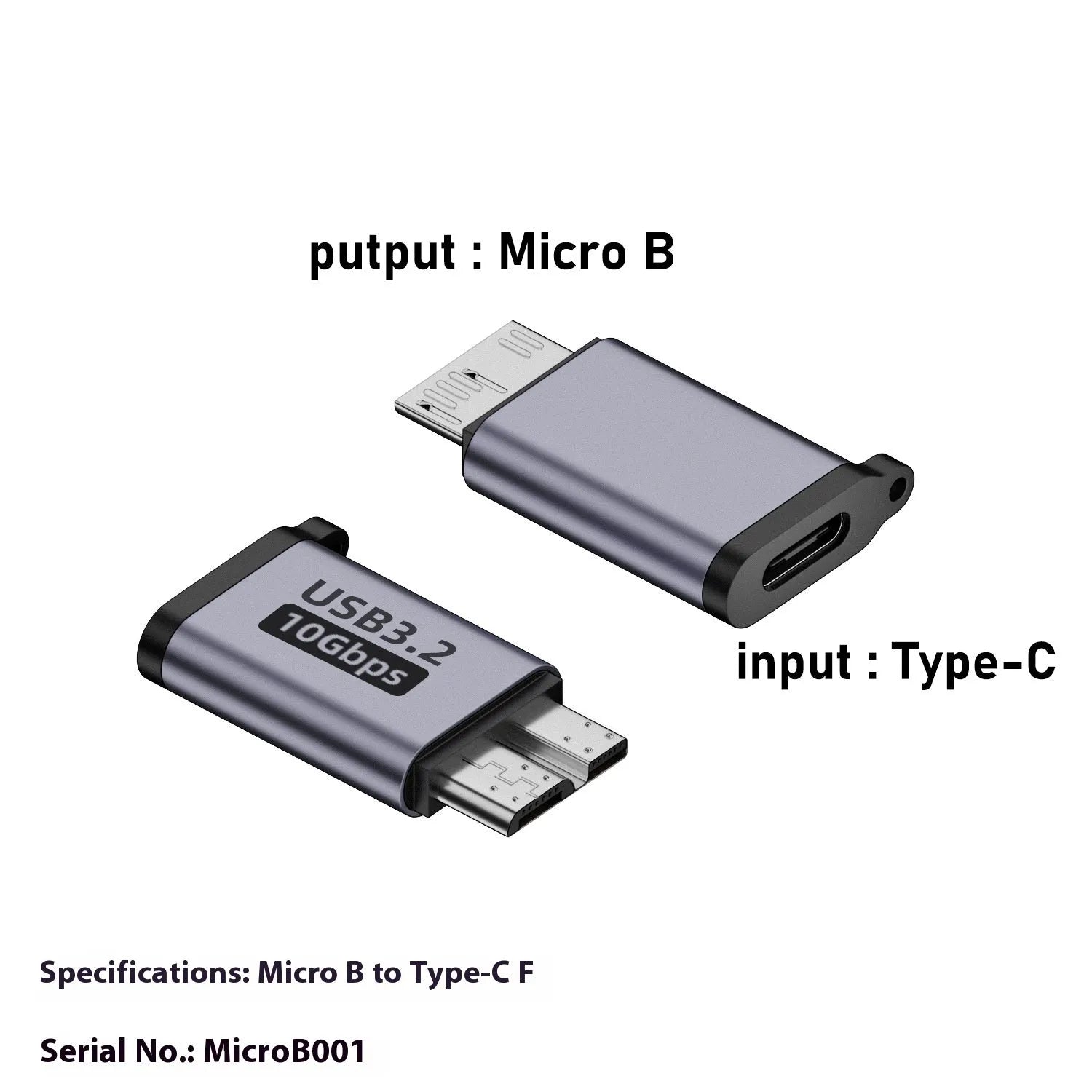 USB adapter converter showing Type-C and USB-A to Micro-B male and female interfaces for data and charging