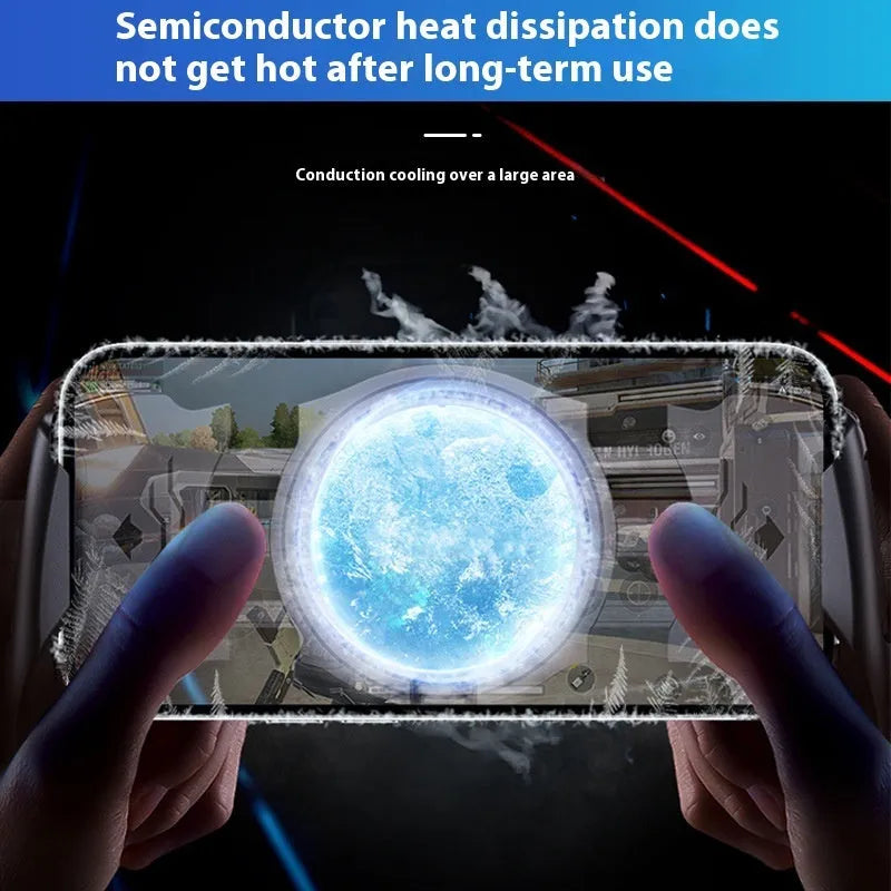 Mobile phone semiconductor refrigeration cooling gamepad with one-key button black front view