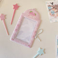 Cartoon PVC meal card holder in strawberry or four-leaf clover design measuring 7.6 by 13.6 cm