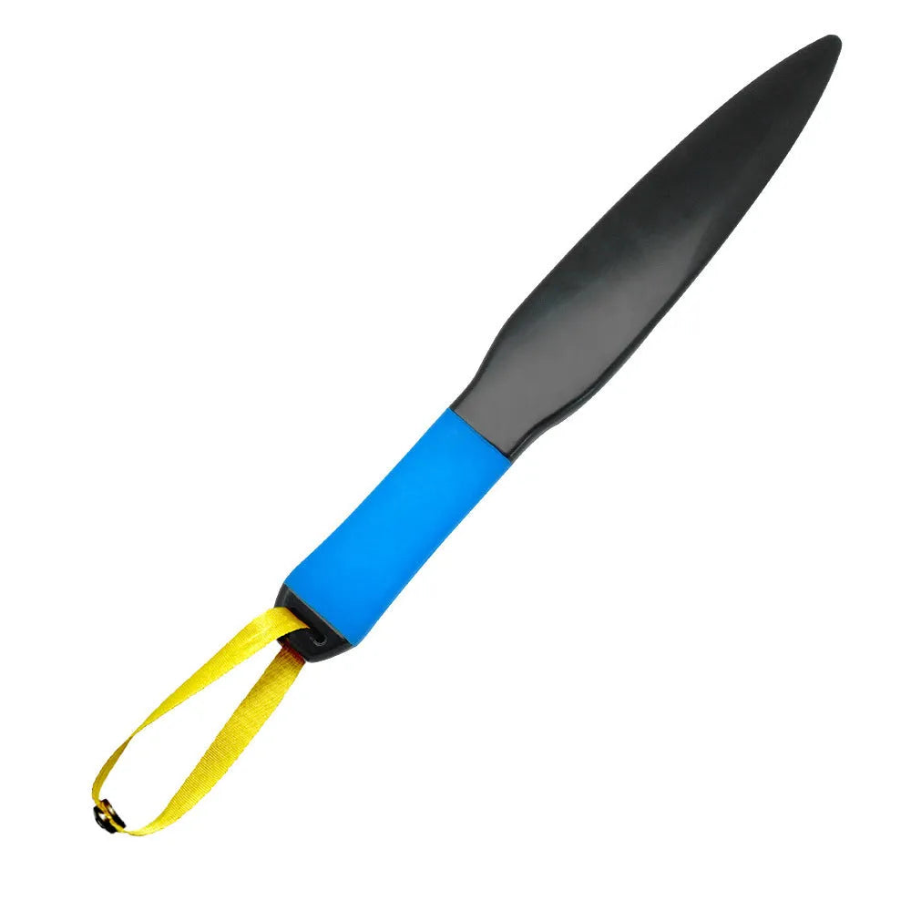 Blue handled nylon dog break stick training tool measuring 35 cm in length.