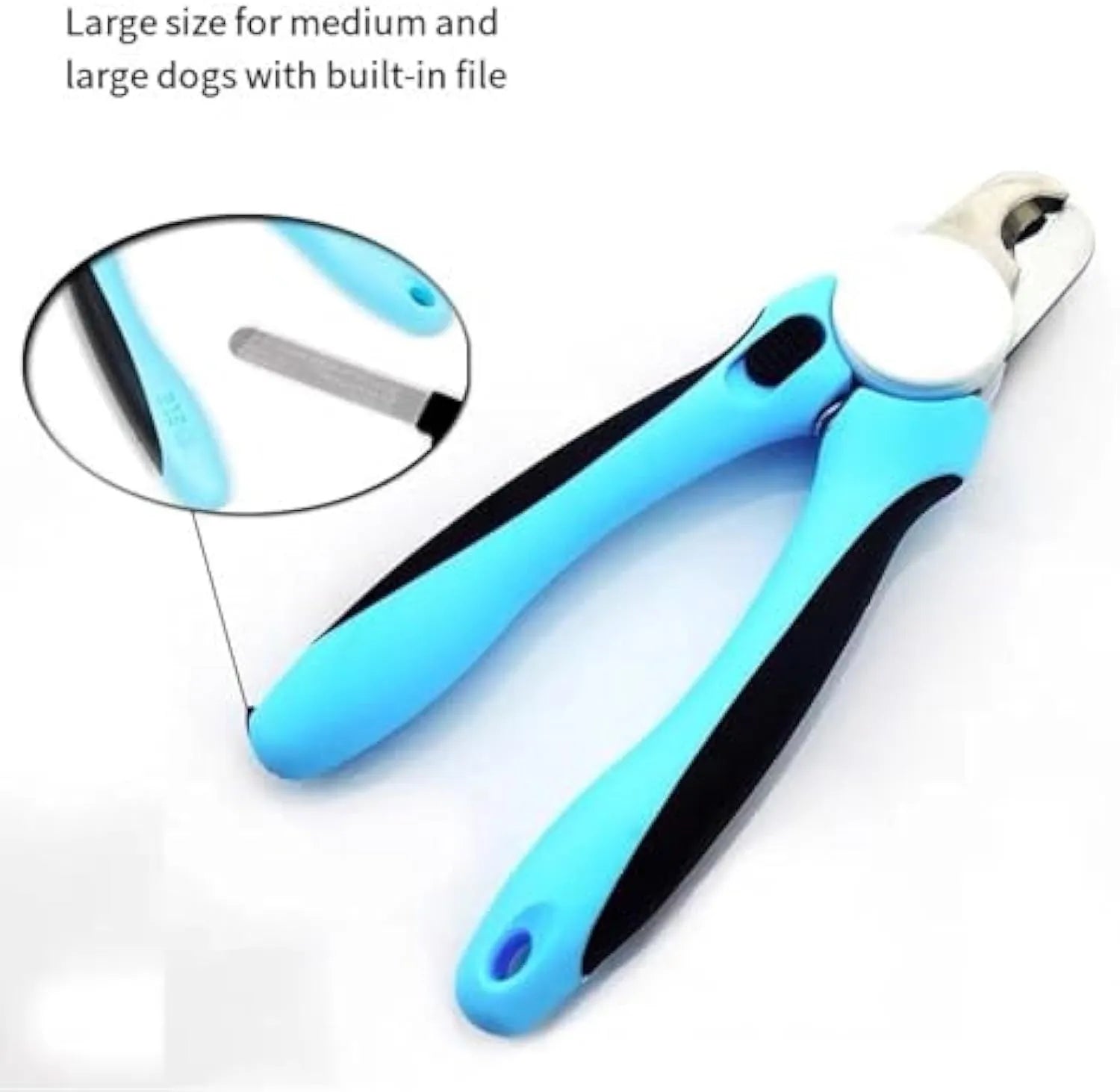 Blue heavy duty dog nail clippers with safety guard for large dogs with thick nails