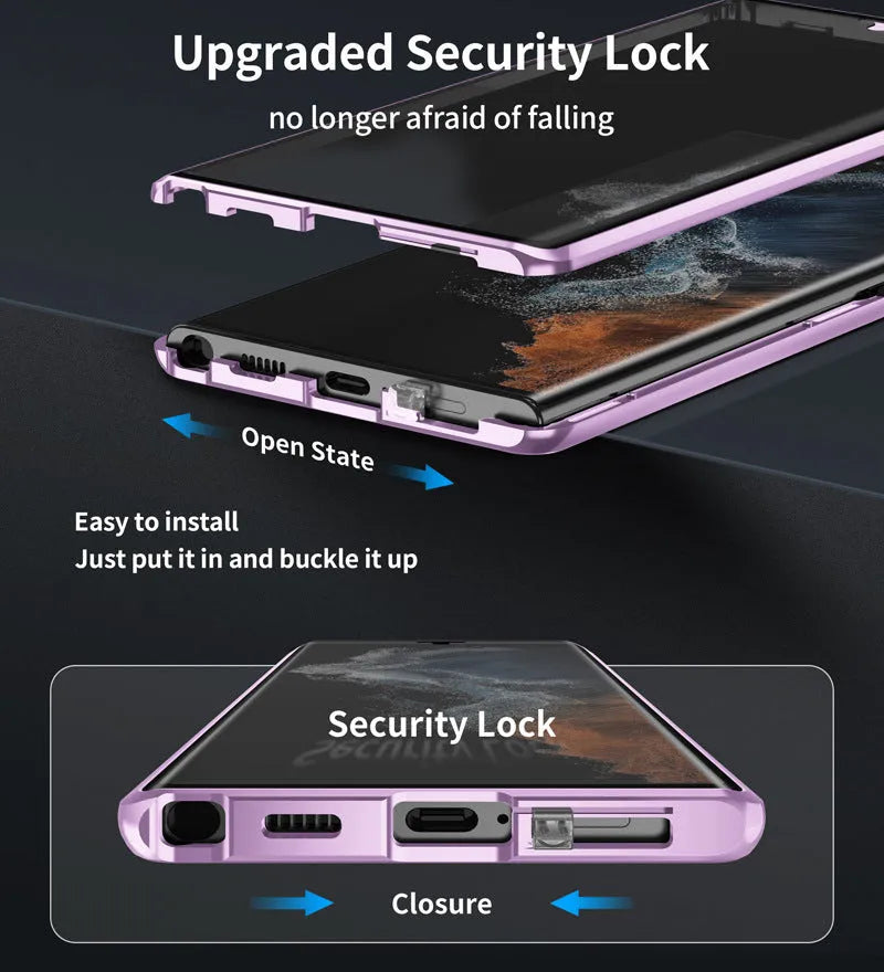 Metal magnetic phone case with mirror for Samsung Galaxy S24 Ultra in multiple colours