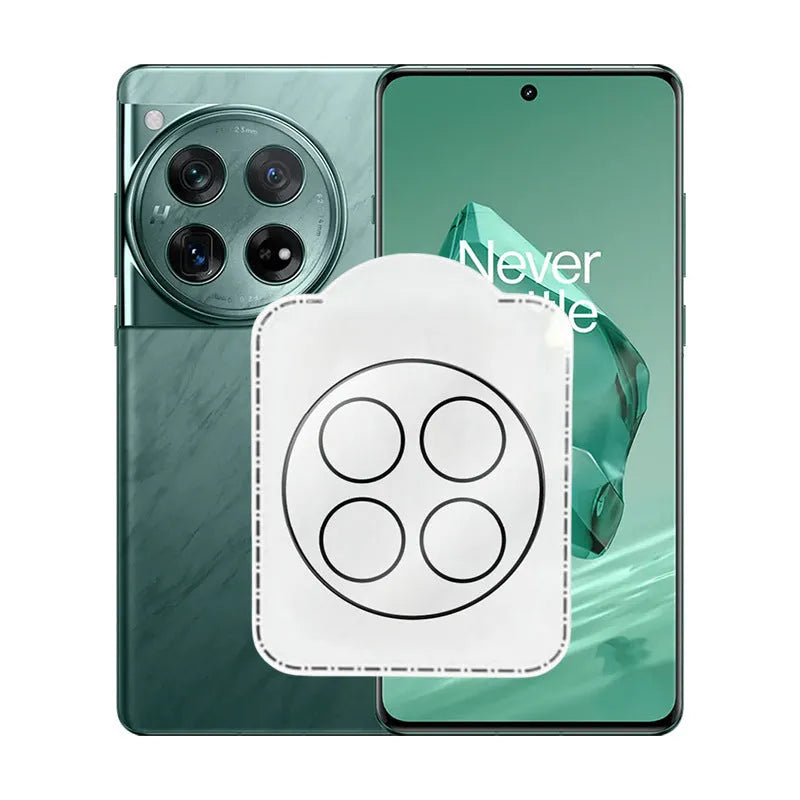 Tempered glass lens protector for OnePlus 12, 11, and Find N3 smartphones with black ring design