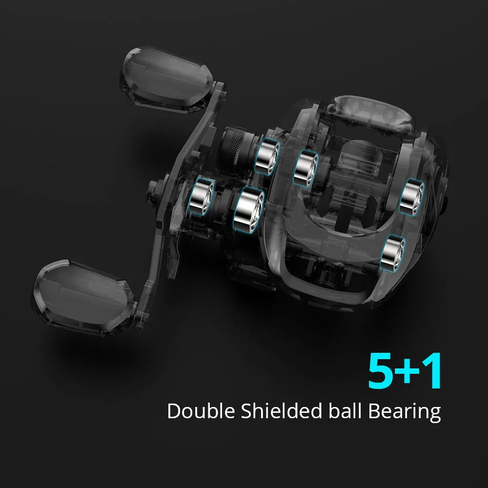 Fishing reel with drip wheel mechanism and rocking wheel line control system