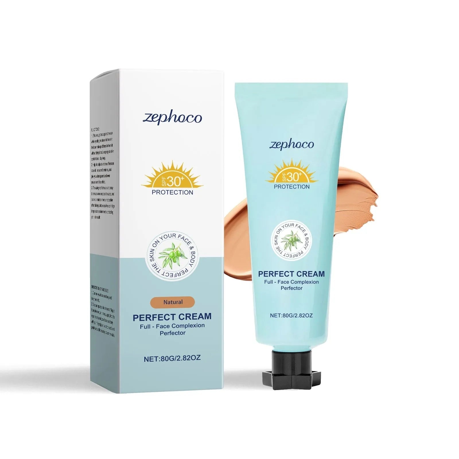 Bottle of hydrating liquid foundation with aloe and hyaluronic acid, shown in one of three shades.