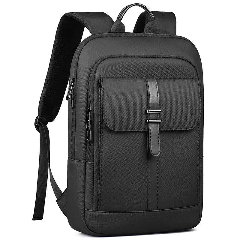 Black Oxford cloth backpack with urban simplicity design for business commuting