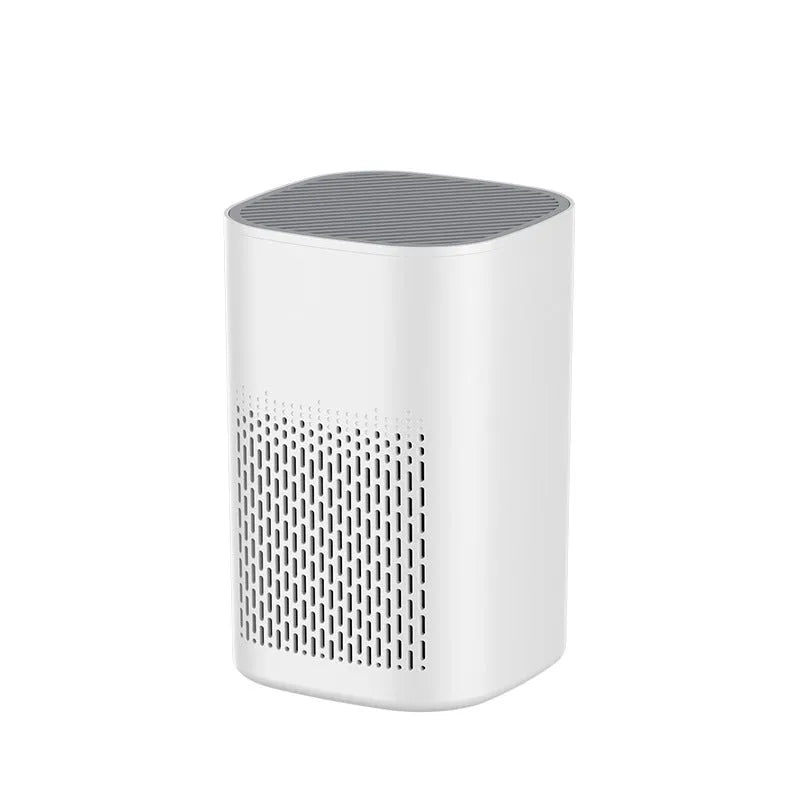 Desktop air purifier unit with simple styling and USB power connection