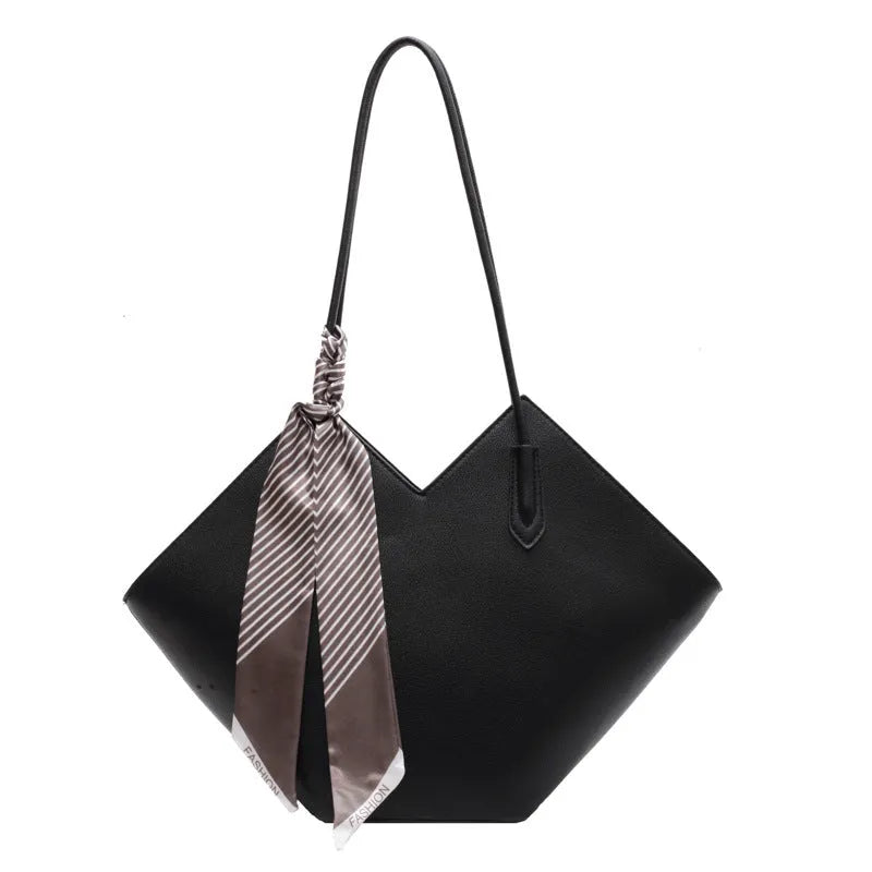 Women's fashion PU leather shoulder bag in eight colours with sandwich pocket design and 43cm width