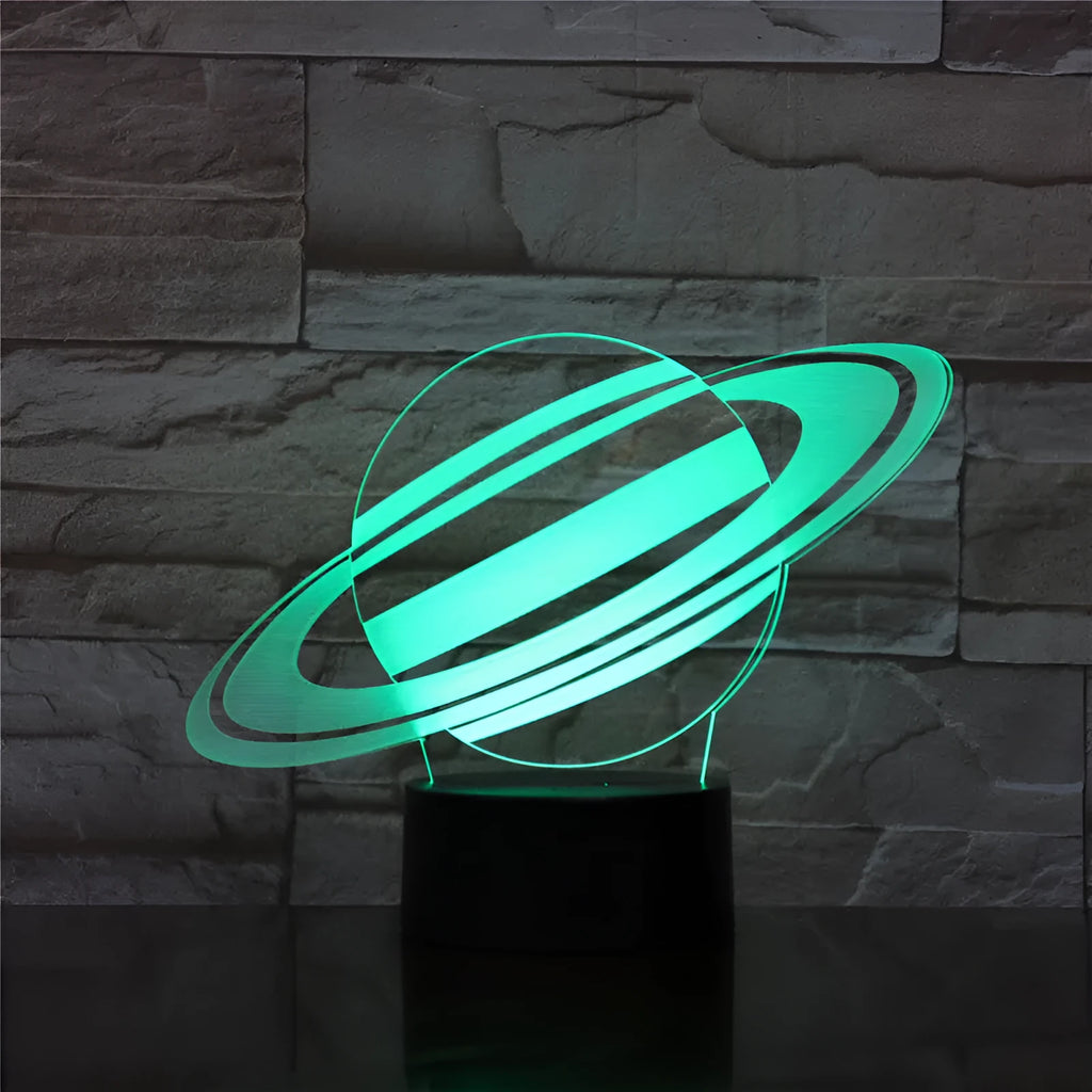 Nine planets series 3D small night light touch colour changing table lamp with black base and USB cable