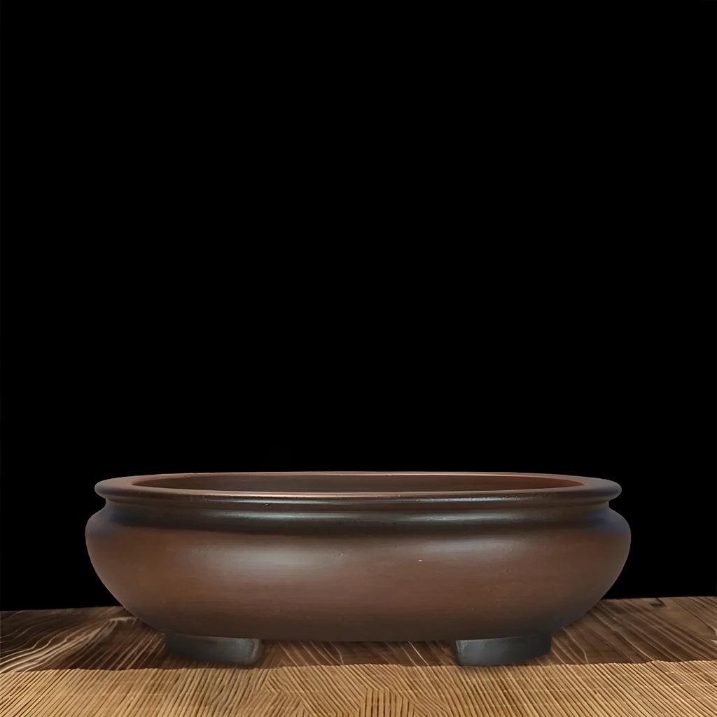 Handmade purple clay desktop flowerpot measuring 58cm long for indoor plant display