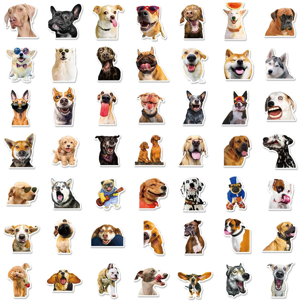 Realistic dog facial expression sticker pack with 100 sheets in Nordic style animal designs