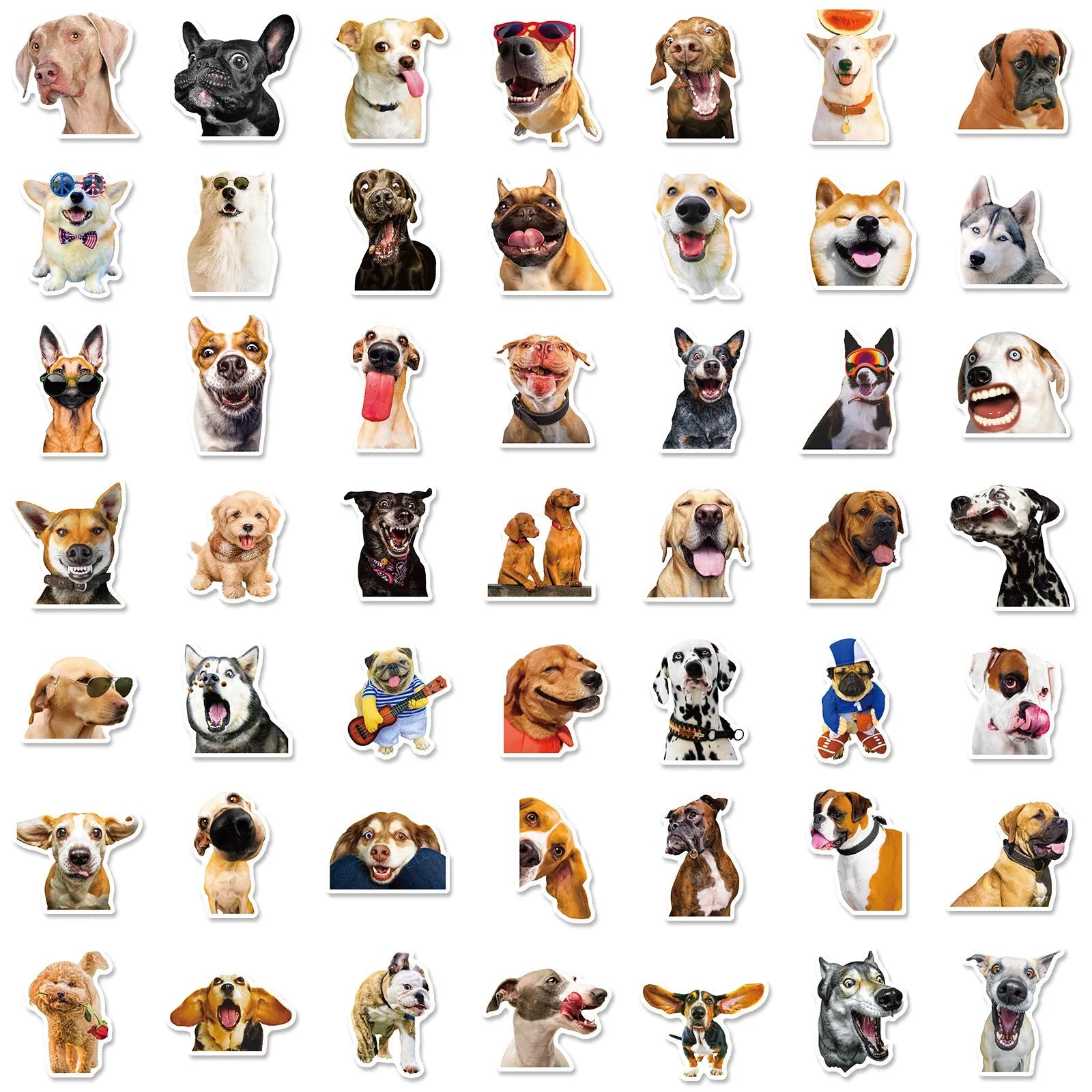Realistic dog facial expression sticker pack with 100 sheets in Nordic style animal designs