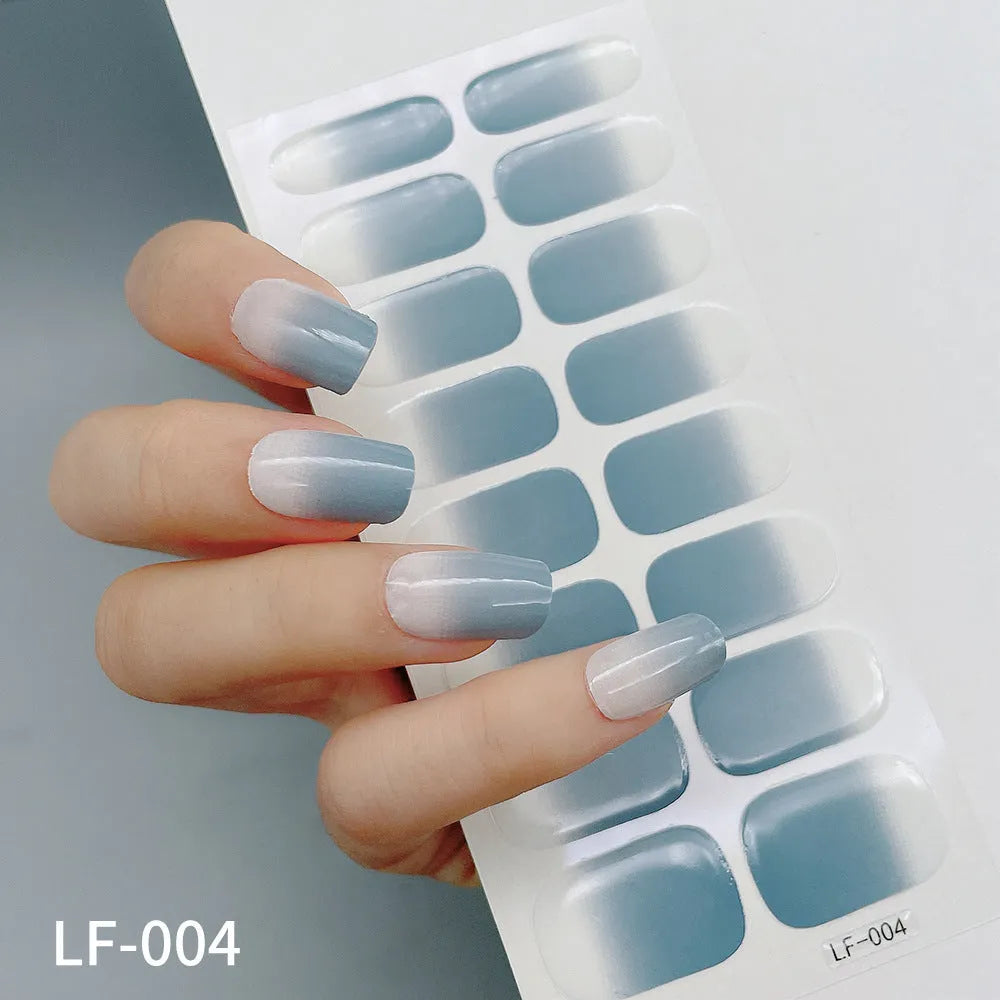 16 solid colour full nail stickers set with European and American simple designs including cross, rose, tulip patterns