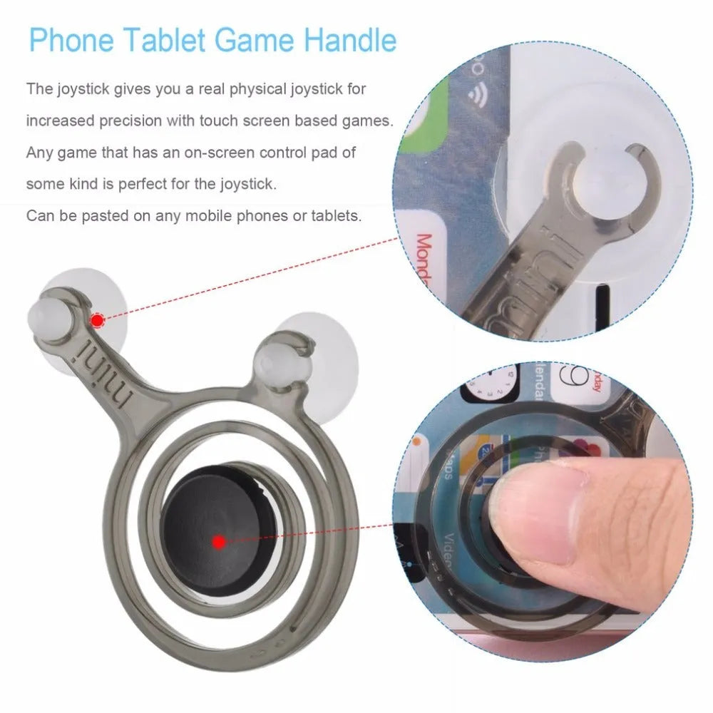 A pair of clear and black mini joysticks for mobile phone and tablet touch screens