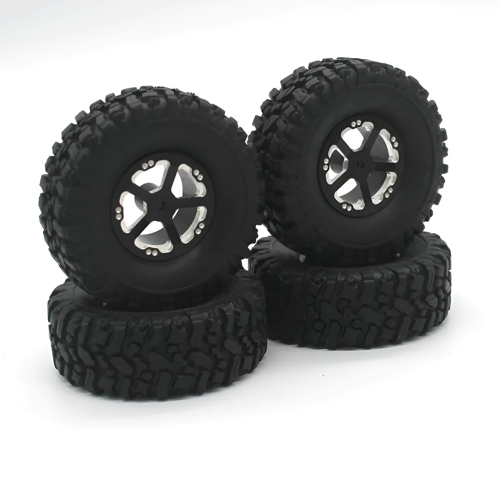 Alloy military remote control car accessories with grey metal components and black tyres