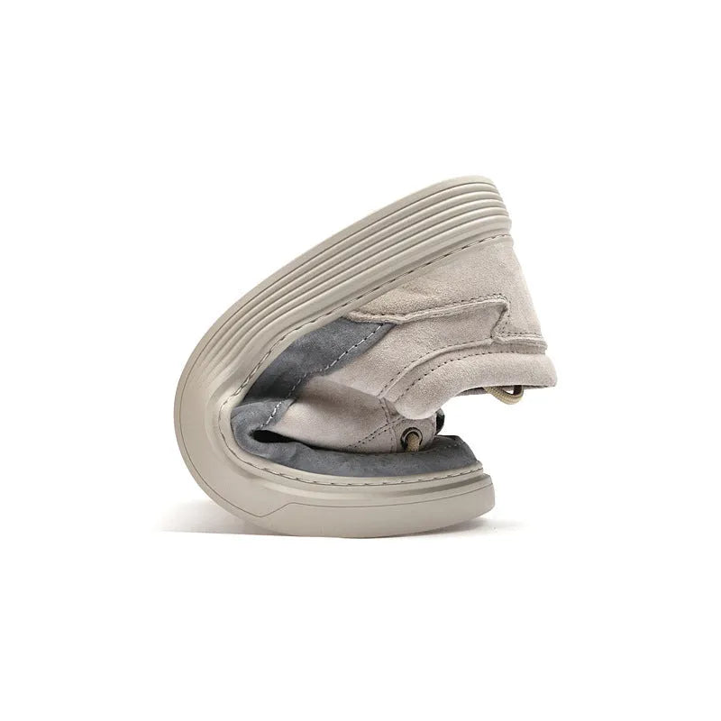 Men's grey and sand casual skate shoes with pigskin upper and rubber sole
