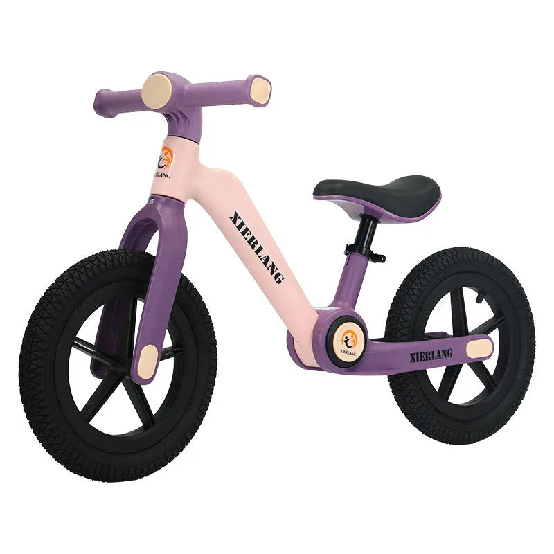 Children's pedal-free foldable balance bike grass green nylon glass fibre frame